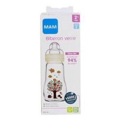 MAM biberon en verre 260 ml avec tétine Silk (2 mois et plus)