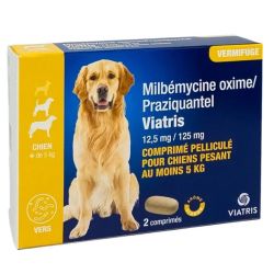 Vermifuge Milbémycine oxime / Praziquantel pour chiens de +5kg 2 comprimés