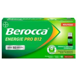 Berocca - Energie pro B12 x10 flacons à boire goût caramel.