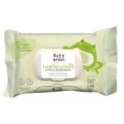 Baby green - Lingettes à l'eau hypoallergéniques / sans parfum x60