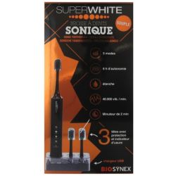 Biosynex - Brosse à dents sonique NOIR superwhite souple