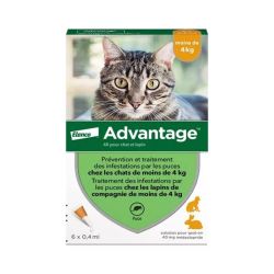 Elanco Advantage 40 pipettes anti-puces pour chat et lapin (x6)