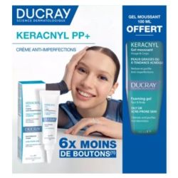 Ducray coffret - Keracnyl PP+ soin anti-imperfections/anti-récurence + gel nettoyant 100ml OFFERT
