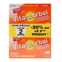Vitascorbol C1000 lot de 2 x 20 comprimés à croquer – Offre spéciale