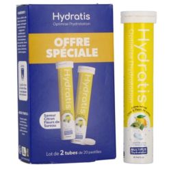 Hydratis - Lot de 2 tubes saveur Citron/Fleurs de Sureau 2x20 pastilles