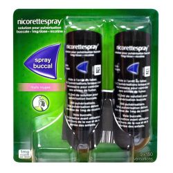 Nicorette spray buccal fruits rouges Lot de 2 (1 mg/dose)