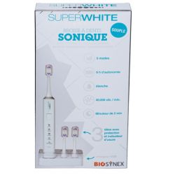 Biosynex - Brosse à dents sonique BLANCHE superwhite souple