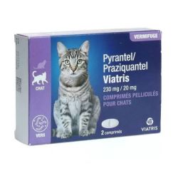 Viatris - Vermifuge pyrantel / praziquantel pour CHAT de 1 à 8 kg x2 comprimés