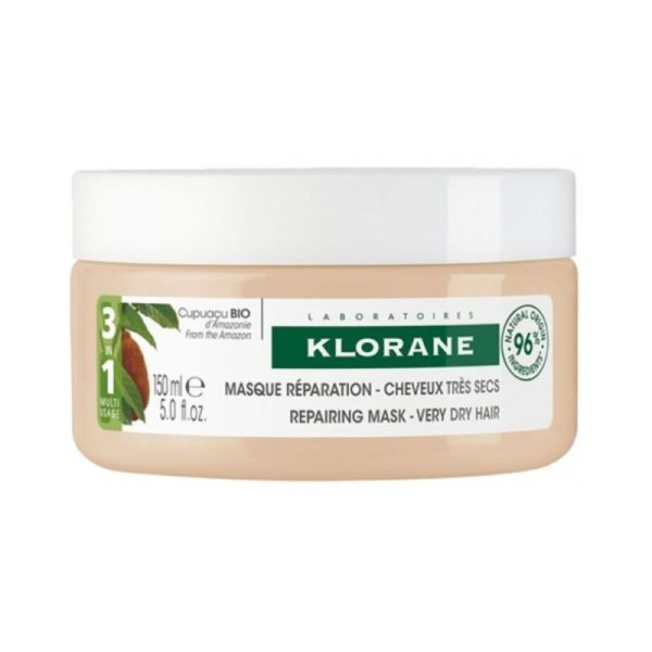 Klorane Masque réparation cheveux très secs 3 en 1 au beurre de cupuaçu (150 ml)