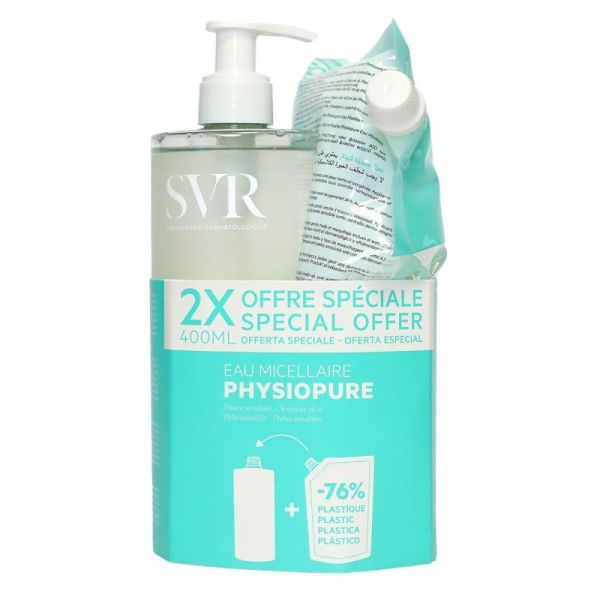 SVR Eau micellaire Physiopure 400 ml + éco-recharge 400 ml