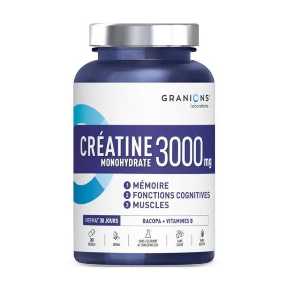 Créatine monohydrate 3000mg x180 gélules ( 30 jours )