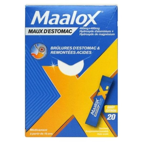 Maalox sachets-dose maux d'estomac goût citron (20 unités)