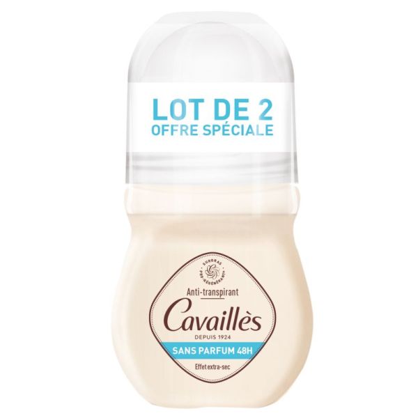 Rogé Cavaillès déodorant roll-on sans parfum Absorb+ 48h Lot de 2 (2 x 50 ml)