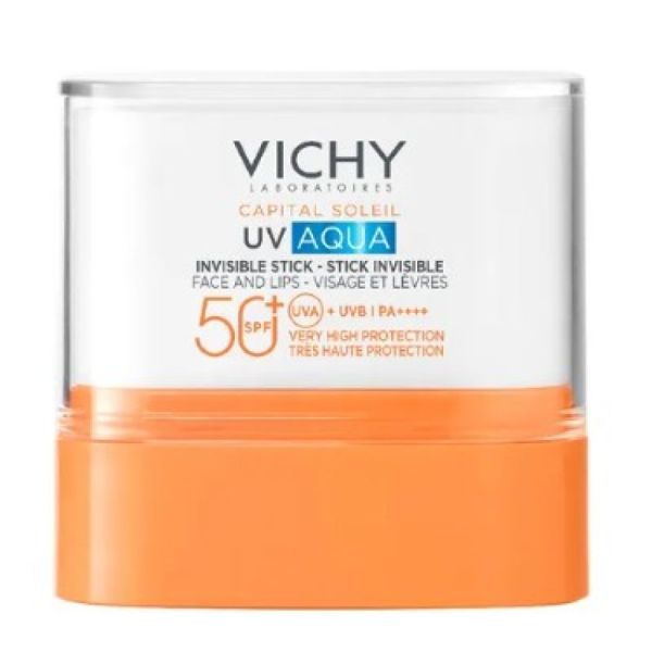 UVAQUA stick invisible solaire visage & lèvres spf50+