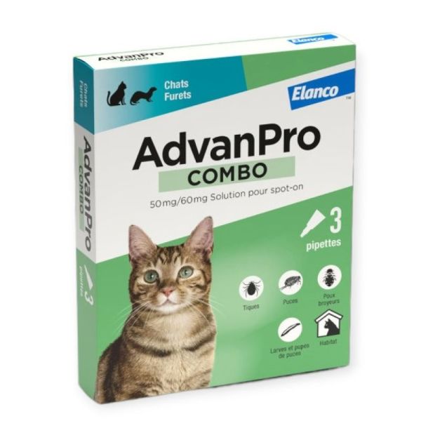 AdvanPro combo - Anti puces & tiques pour chats & furets x3 pipettes