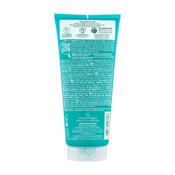 Klorane gel douche parfum eau de tiaré tous types de peaux