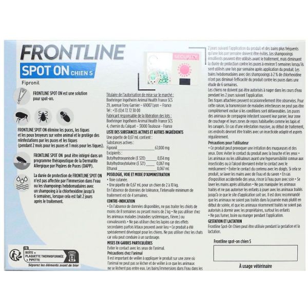 Frontline Spot On Chien S 2-10 kg (3 pipettes)