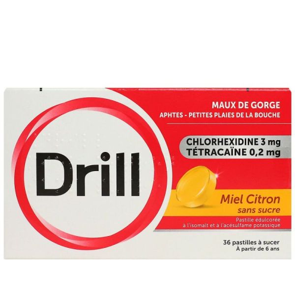 Drill - pastille maux de gorge Miel/Citron x 36