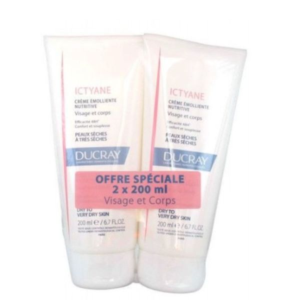 Ducray Ictyane crème émolliente nutritive visage et corps Lot de 2 (200 ml)