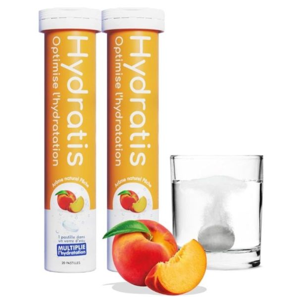 Hydratis - Lot de 2 tubes saveur PECHE 2x20 pastilles