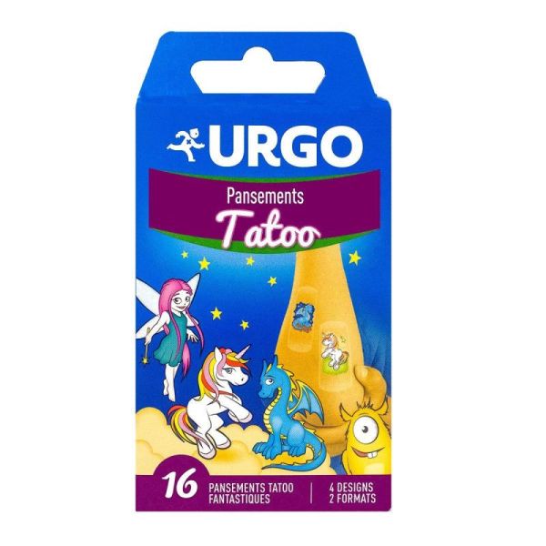 Urgo pansements Tatoo (Bte de 16) pour enfants avec designs amusants