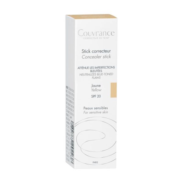 Couvrance stick correcteur jaune pour peaux sensibles avec protection solaire