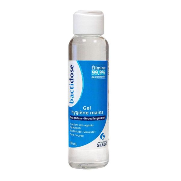 Bactidose gel hydroalcoolique hygiène mains sans parfum (100 ml)