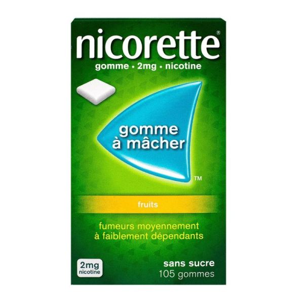 Nicorette gomme à mâcher fruits sans sucre (105 unités)