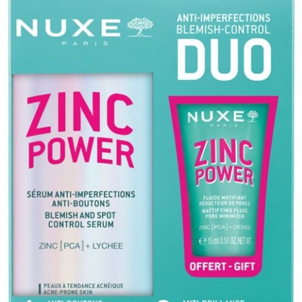 Nuxe - DUO Zinc Power sérum anti-imperfections/boutons 30ml / Fluide matifiant 15ml