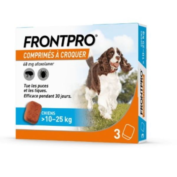 FrontPro comprimés anti-puces et tiques pour chien (10-25 kg) - 3 unités
