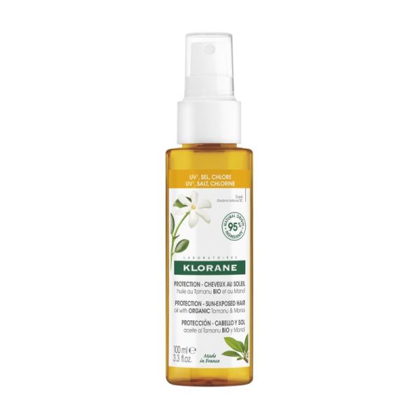 Klorane — Huile protectrice capillaire au Tamanu BIO et Monoï — Cheveux exposés au soleil