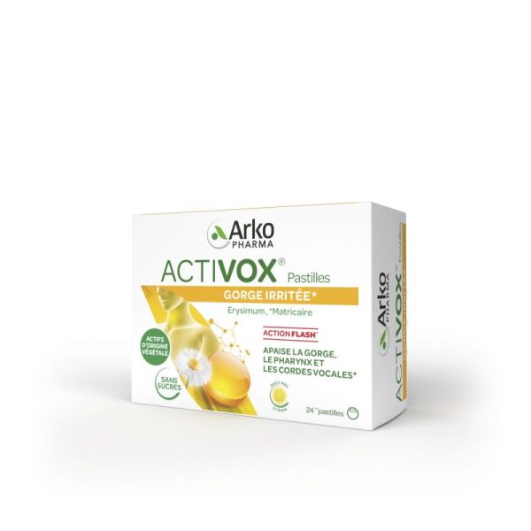 Activox pastilles miel/citron sans sucres (x24)