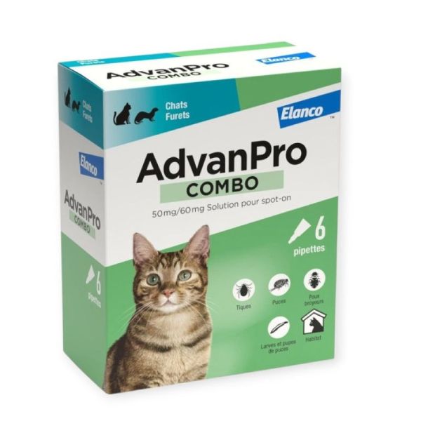 AdvanPro combo - Anti puces & tiques pour chats & furets X6 pipettes