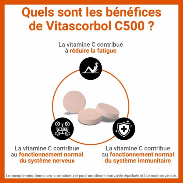 Vitascorbol C 500 Complément alimentaire (24 comprimés à croquer)