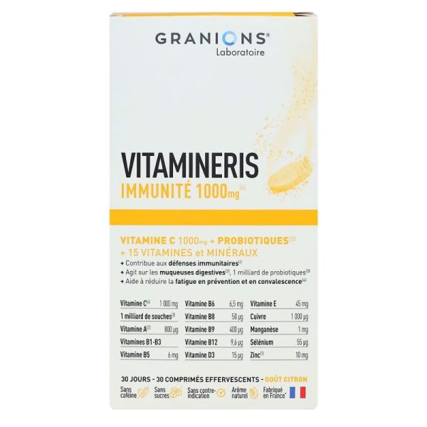 Granions Vitamineris Immunité Comprimés effervescents (30 unités) goût citron 1000 mg