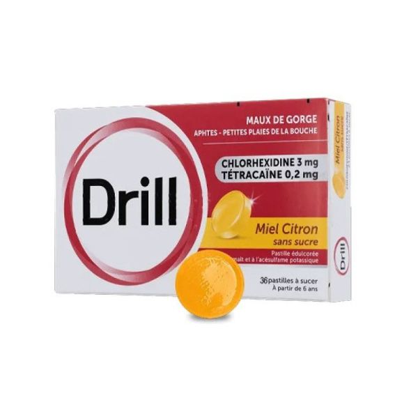 Drill - pastille maux de gorge Miel/Citron x 36