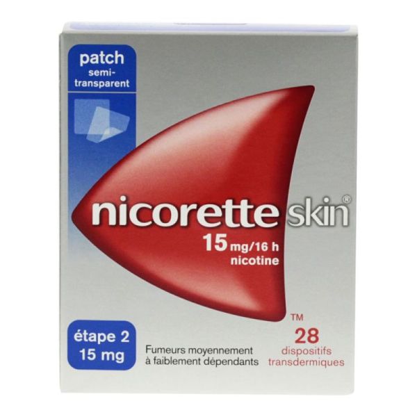 Nicorette patchs étape 2 15 mg/16 h (28 unités)