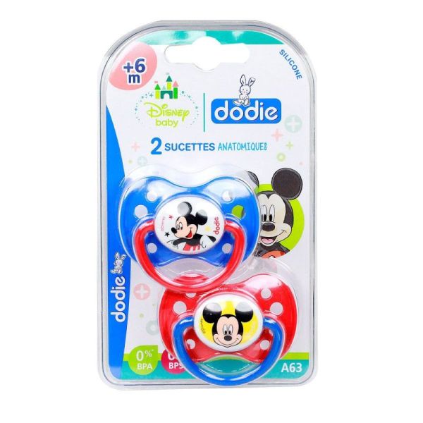 Dodie sucette anatomique silicone +6 mois Lot de 2 - Mickey