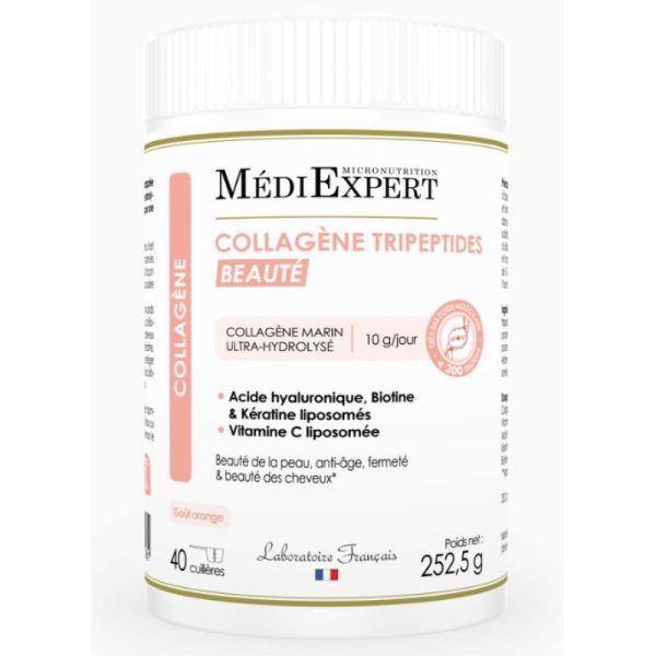 Mediexpert - Collagène marin tripeptides BEAUTE 40 cuillères goût orange