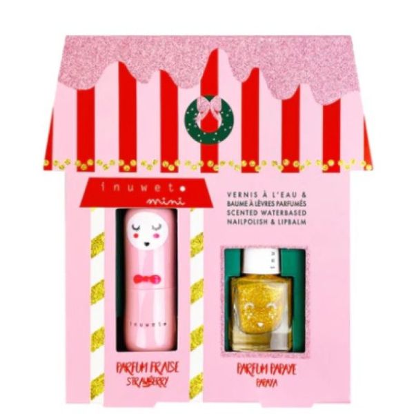 Inuwet - Coffret baume à lèvres & vernis à l'eau fraise & papaye