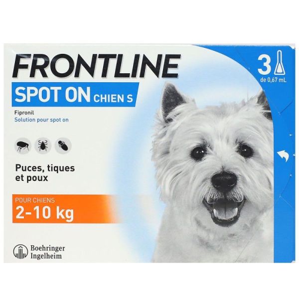 Frontline Spot On Chien S 2-10 kg (3 pipettes)