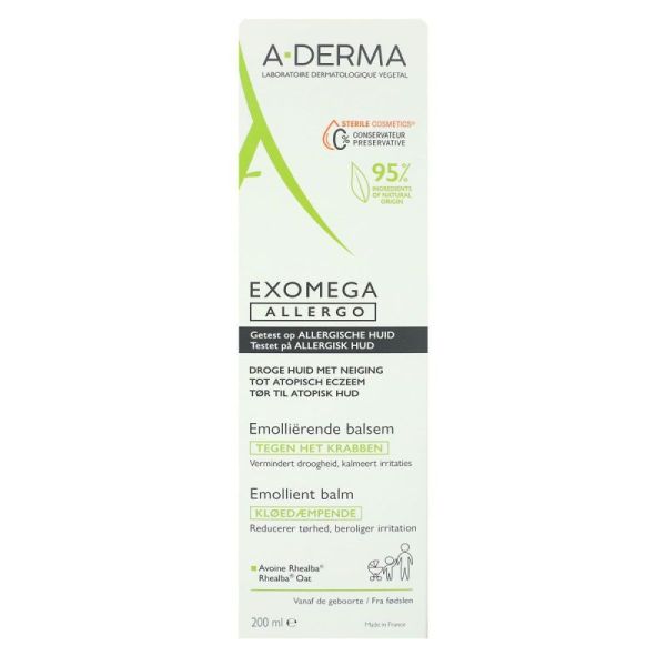 A-Derma baume Exomega Allergo 200 ml pour peaux très sèches