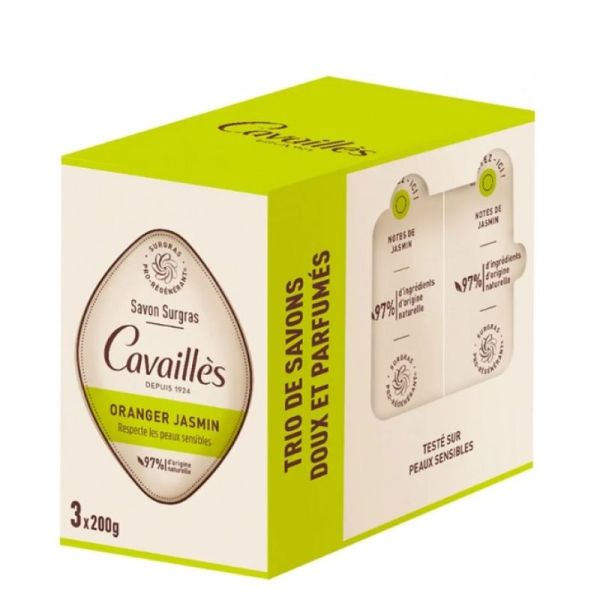 Rogé Cavaillès savon surgras pro-régénérant Oranger Jasmin Trio (3x200 g)
