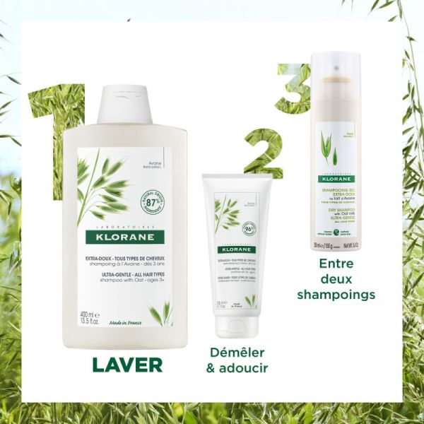 Klorane shampoing extra-doux à l'avoine (tous types de cheveux)