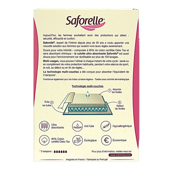 Saforelle culotte ultra absorbante taille L pour règles et fuites urinaires