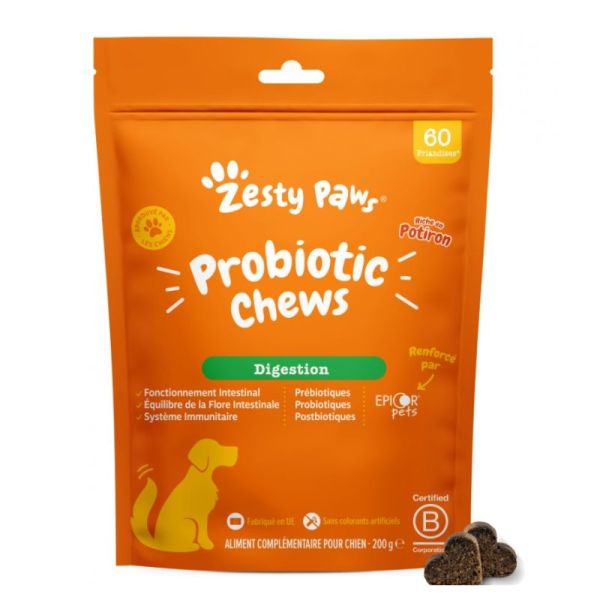 Zesty paws - 60 friandises probiotiques / digestion pour CHIEN