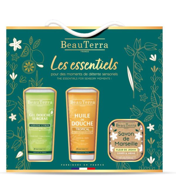 Beauterra coffret de Noël Les essentiels (gel douche, huile de douche, savon)