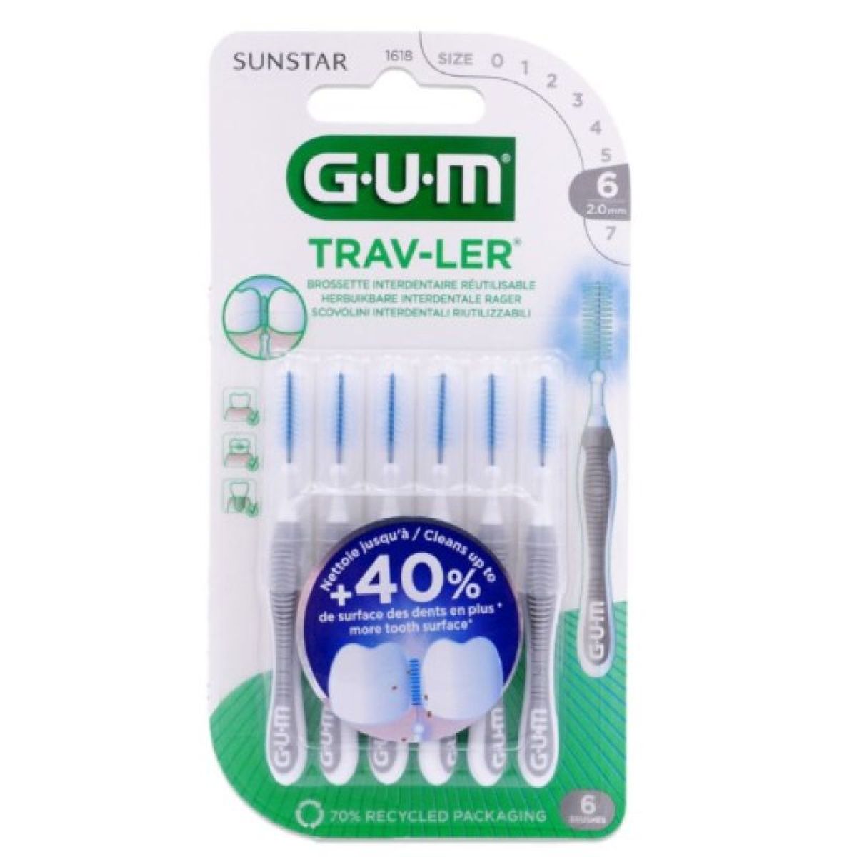 Brossette Interdentaire TRAVLER® ISO 6 (2.0mm) 6 Unités — free download
