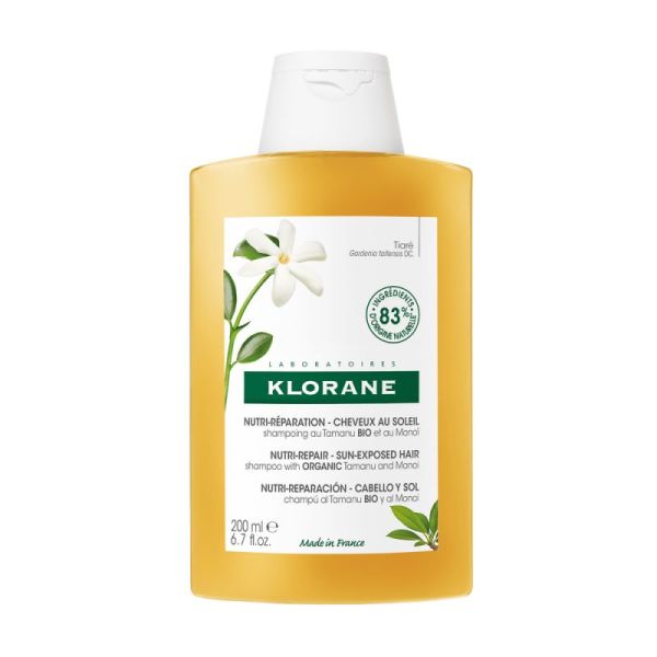 Klorane Shampoing nutritif après-soleil - Cheveux exposés au soleil - au Monoï & Tamanu BIO