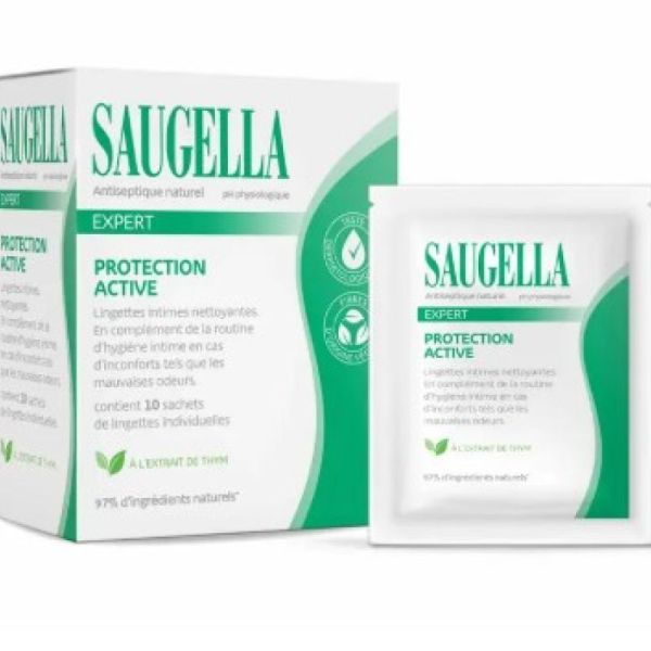 Saugella - Protection active lingettes intimes nettoyantes x10